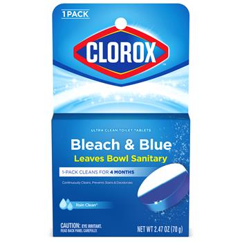 Clorox&#174; Ultra Clean Toilet Tablets Bleach &amp; Blue, Rain Clean&#174; Scent, 2.47 oz