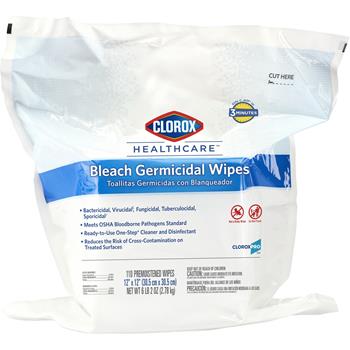 Clorox&#174; Healthcare&#174; Bleach Germicidal Wipes Refill, 110 Count Pouch