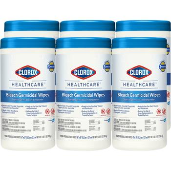 Clorox Healthcare Bleach Germicidal Wipes, 150 Count Canister, 6 Canisters/Case