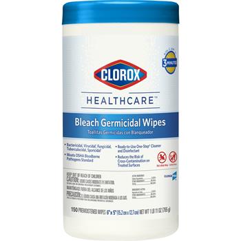 Clorox Healthcare Bleach Germicidal Wipes, 150 Wipes
