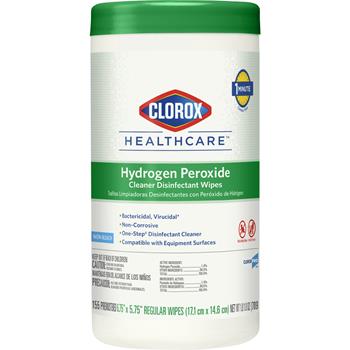 Clorox&#174; Healthcare&#174; Hydrogen Peroxide Cleaner Disinfectant Wipes, 155 Count Canister, 6/CT