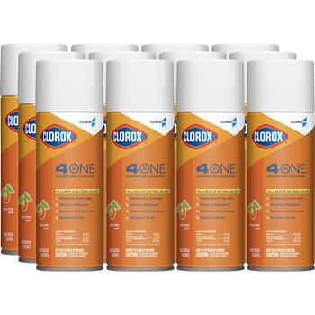 Clorox&#174; 4 in One Disinfectant &amp; Sanitizer, Citrus Scent, 14 oz. Each, 12/Carton