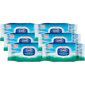 Clorox&#174; Disinfecting Wipes, Fresh Scent, 75 Wipes, 6/CT