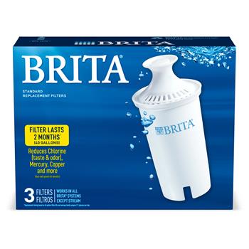 Brita Replacement Water Filter, White, 3 Filters/Pack, 8 Packs/Carton