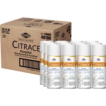 Clorox Healthcare Citrace Hospital Disinfectant &amp; Sanitizer Aerosol Spray, Citrus Scent, 14 oz, 12/Carton