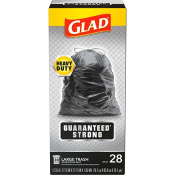 Glad Guaranteed Strong Large Drawstring Trash Bags, 30 Gallon, 28/Box