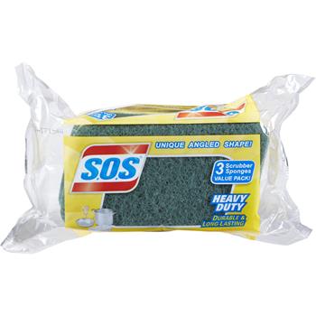 S.O.S. Heavy Duty Scrubber Sponge, 3 Sponges/Pack, 8 Packs/Carton
