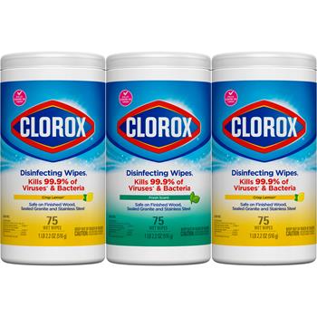 Clorox&#174; Disinfecting Wipes Value Pack, Bleach Free Cleaning Wipes, 75 Count, 3/PK