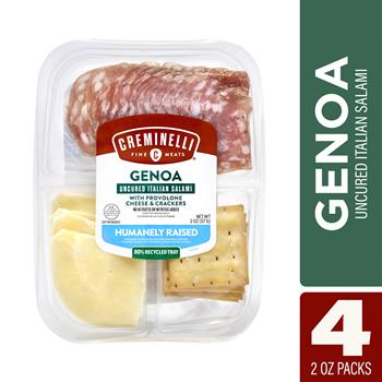 Creminelli Genoa, Provolone Cheese, Crackers, 2 oz, 4/Pack
