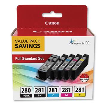 Canon&#174;  PGI-280/CLI-281 Ink Cartridge, Pigment Black, Black, Cyan, Yellow, Magenta,  5 / Pack