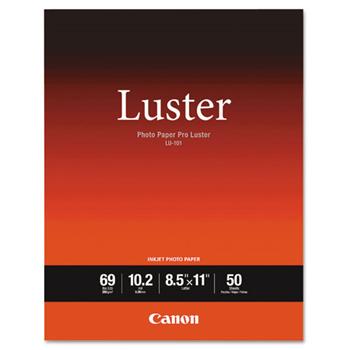Canon PRO Inkjet Photo Paper, Luster, 69 lb, 10.2 mil, 8.5&quot; x 11&quot;, White, 50 Sheets/Pack