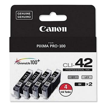 Canon 6384B008 (CLI-42) ChromaLife100+ Ink, (2) Black; Gray; Light Gray