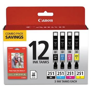 Canon 6513B010 (CLI-251) Ink &amp; Paper Combo Pack for Photo Paper, Black/Cyan/Magenta/Yellow