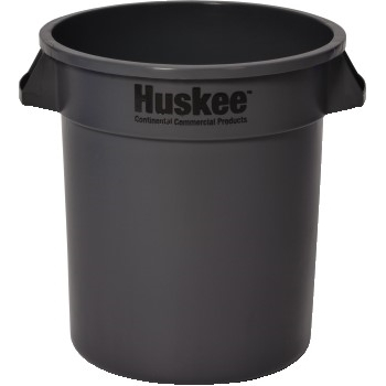 Continental Commercial Products Huskee Round Receptacle, 10 gal., Gray