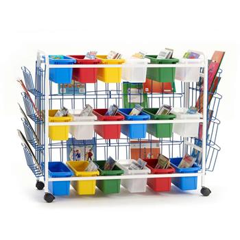 Copernicus Deluxe Book Browser Cart With Book Displays &amp; 18 Small Tubs