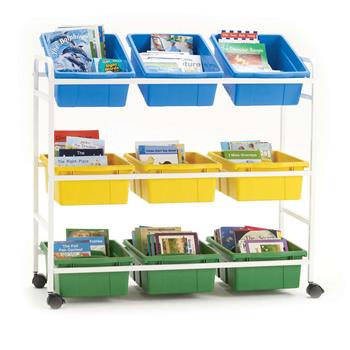 Copernicus Book Browser Cart With 6 Divided &amp; 3 Open Tubs