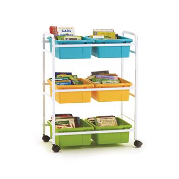 Copernicus Small Book Browser Cart with Vibrant Cool Tub Combo, 15-3/4&quot; L x 28&quot; W x 36-1/2&quot; H, White