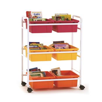 Copernicus Small Book Browser Cart with Vibrant Warm Tub Combo, 15-3/4&quot; L x 28&quot; W x 36-1/2&quot; H, White