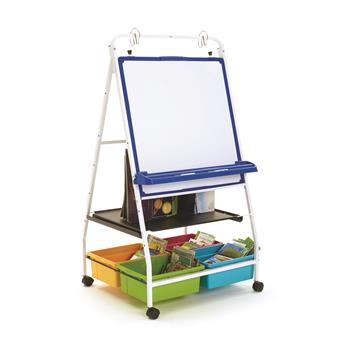 Copernicus 2-In-1 Royal Teaching Easel with Portable Whiteboard and Vibrant Tubs, 29&quot; L x 33&quot; W x 58&quot; H, White/Blue