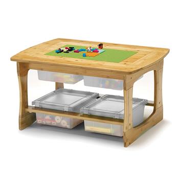 Copernicus Bamboo Sensory and Construction Bricks Table with Clear Tubs, 25&quot; L x 35&quot; W x 18-3/4 - 24&quot; H, Brown