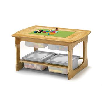 Copernicus Bamboo Sensory and Construction Bricks Table with Sage Tubs, 25&quot; L x 35&quot; W x 18-3/4 - 24&quot; H, Brown