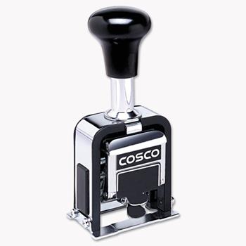 COSCO 2000PLUS Automatic Numbering Machine, 6 wheels, Self-Inking, Black 3/4 x 1/4