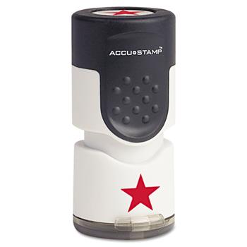 ACCUSTAMP Accustamp Pre-Inked Round Stamp with Microban, Star, 5/8&quot; dia., Red