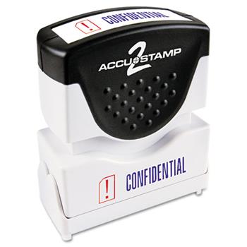 ACCUSTAMP2 Pre-Inked Shutter Stamp with Microban, Red/Blue, CONFIDENTIAL, 1 5/8 x 1/2