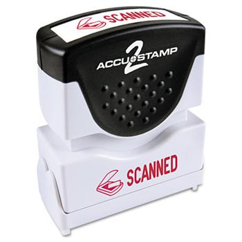ACCUSTAMP2 Pre-Inked Shutter Stamp with Microban, Red, SCANNED, 1 5/8 x 1/2