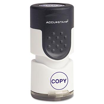 ACCUSTAMP Accustamp Pre-Inked Round Stamp with Microban, COPY, 5/8&quot; dia, Blue
