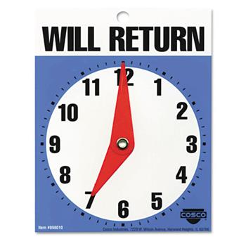 COSCO Will Return Later Sign, 5&quot; x 6&quot;, Blue