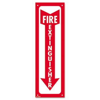 COSCO Glow-In-The-Dark Safety Sign, Fire Extinguisher, 4 x 13, Red