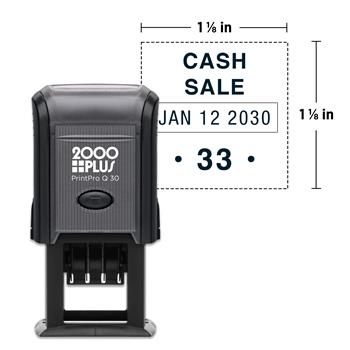 2000 Plus HD PrintPro Q30D Custom Self-Inking Economy Dater, 1 1/8 in x 1 1/8 in