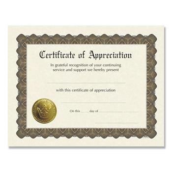Great Papers! Ready-to-Use Certificates, 11 x 8.5, Ivory/Brown, Appreciation, 6/Pack