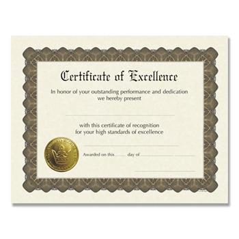 Great Papers! Ready-to-Use Certificates, 11 x 8.5, Ivory/Brown, Excellence, 6/Pack