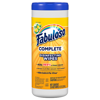 Fabuloso Complete Disinfecting Wipes, Lemon, 35 Wipes/Bottle, 8 Bottles/CS