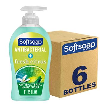 Softsoap Antibacterial Hand Soap, Fresh Citrus, 11 1/4 oz Pump Bottle, 6/Carton