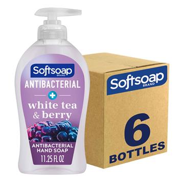 Softsoap Antibacterial Hand Soap, White Tea &amp; Berry Fusion, 11 1/4 oz Pump Bottle, 6/Ctn