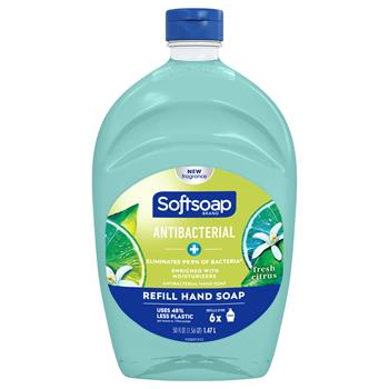 Softsoap Antibacterial Liquid Hand Soap Refills, Fresh, 50 oz, Green, 6/Carton