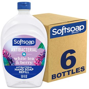 Softsoap Antibacterial Liquid Hand Soap Refill, White Tea and Berry Scent, 50 fl oz Bottle, 6 Refills/Case