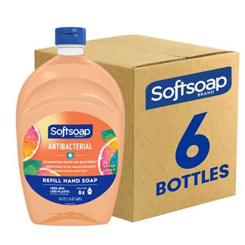 Softsoap Antibacterial Liquid Hand Soap Refills, Fresh, 50 oz, Orange, 6/Carton