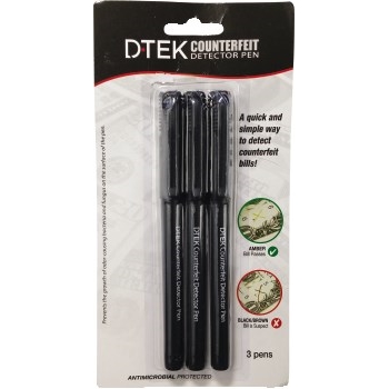 CONTROLTEK Counterfeit Bill Detector Pens, 3/PK