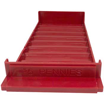 CONTROLTEK Stackable Plastic Coin Trays, Pennies, Red