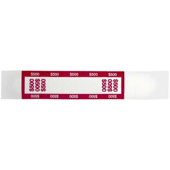 CONTROLTEK Currency Straps, $500, Red, 1000/PK