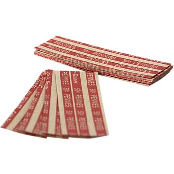 CONTROLTEK&#174; Flat Coin Wrappers, 50 Cent Pennies, Red, 1000/BX