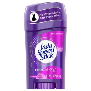 Lady Speed Stick Invisible Dry Antiperspirant, Fresh, 1.4 oz, White, 12/Carton