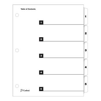 Cardinal QuickStep OneStep Bulk Index System, Title: 1-5, Letter, White, 24 Sets/Box