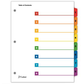 Cardinal QuickStep OneStep Bulk Index System, Title: 1-8, Letter, Multicolor, 24 Sets/Box