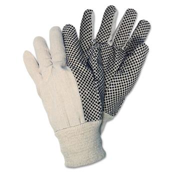 Memphis Dotted Canvas Gloves, White, 12 Pairs