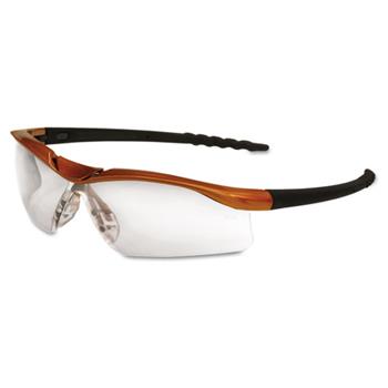 Crews Dallas Wraparound Safety Glasses, Orange Frame, Clear AntiFog Lens